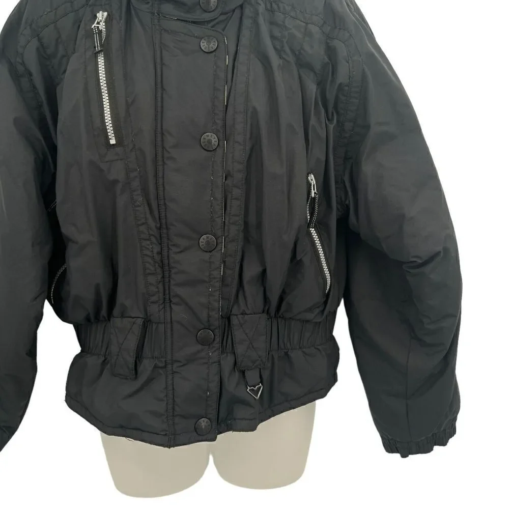 OBERMEYER Nell Jacket Womens 12 Black Puffer Coat Ski Snowboard Bomber Crop